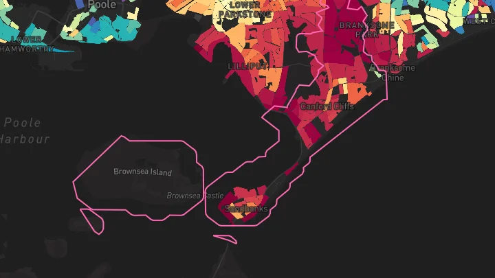 House price heatmap showing property values across Poole