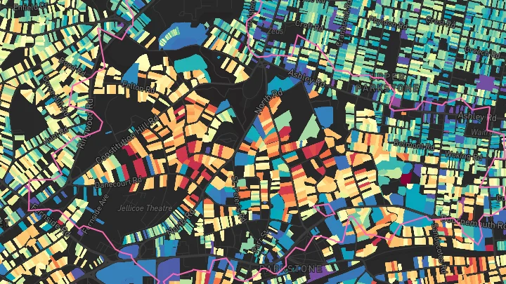 House price heatmap showing property values across Poole