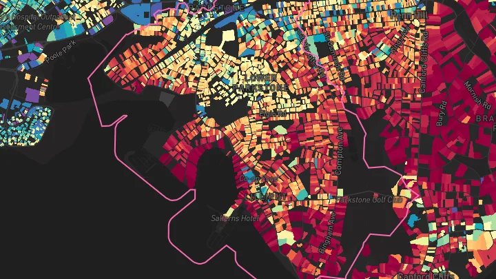 House price heatmap showing property values across Poole