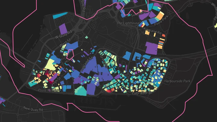 House price heatmap showing property values across Poole