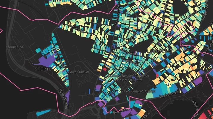 House price heatmap showing property values across Poole