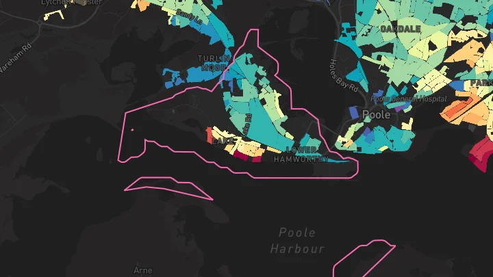 House price heatmap showing property values across Poole