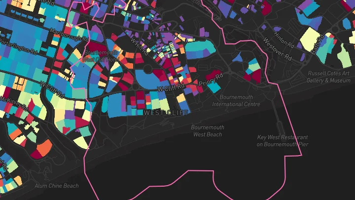 House price heatmap showing property values across Bournemouth