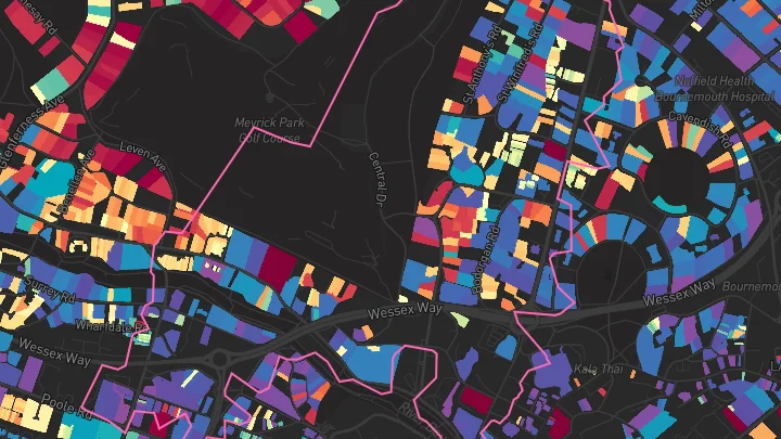 House price heatmap showing property values across Bournemouth