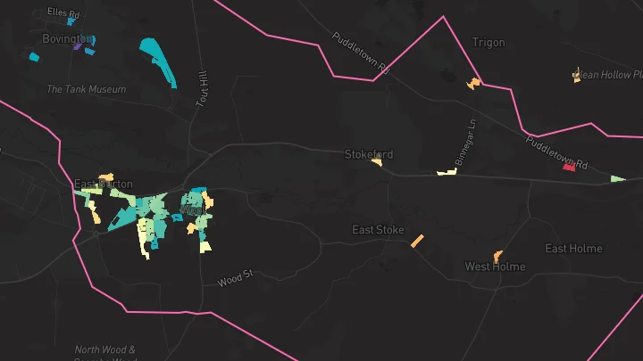 House price heatmap showing property values across Wool