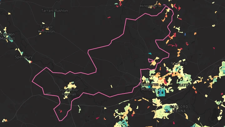 House price heatmap showing property values across Sturminster Marshall