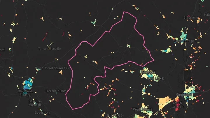 House price heatmap showing property values across Cranborne