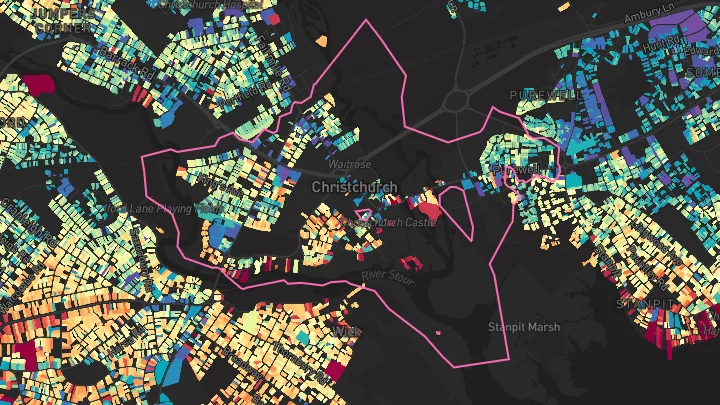 House price heatmap showing property values across Christchurch