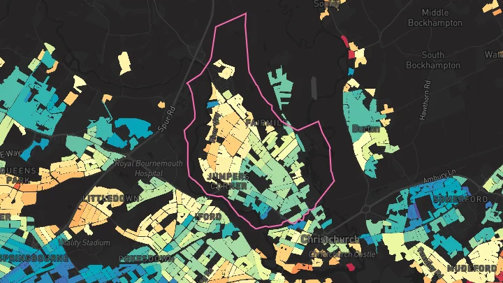 House price heatmap showing property values across Christchurch