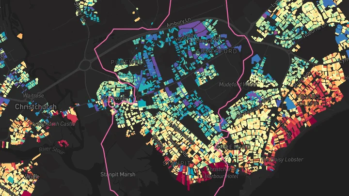 House price heatmap showing property values across Christchurch
