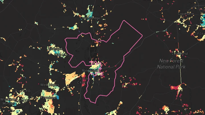 House price heatmap showing property values across Ringwood