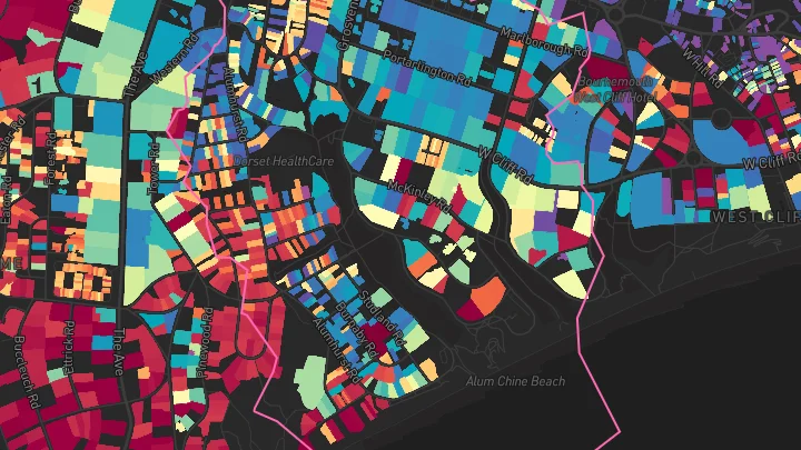 House price heatmap showing property values across Bournemouth