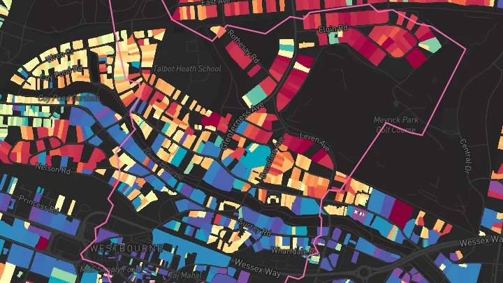 House price heatmap showing property values across Bournemouth