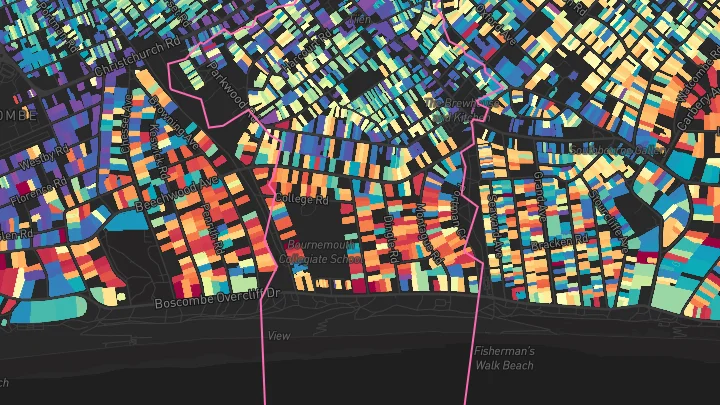 House price heatmap showing property values across Bournemouth
