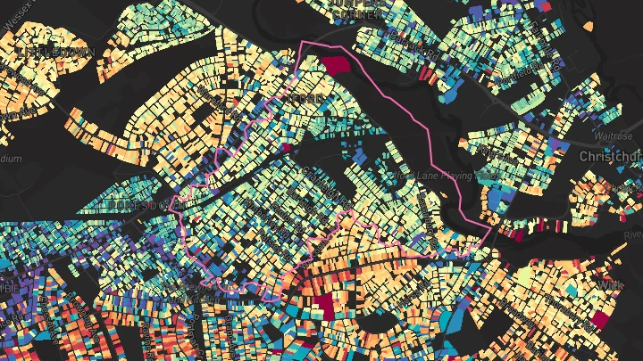 House price heatmap showing property values across Bournemouth