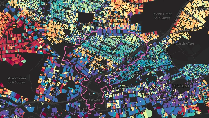 House price heatmap showing property values across Bournemouth