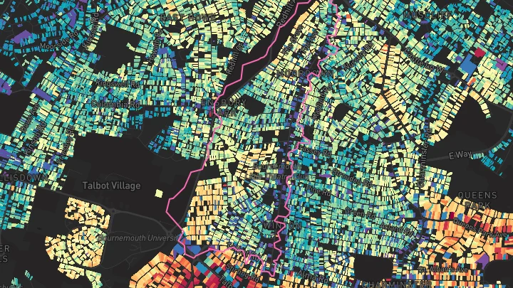 House price heatmap showing property values across Bournemouth