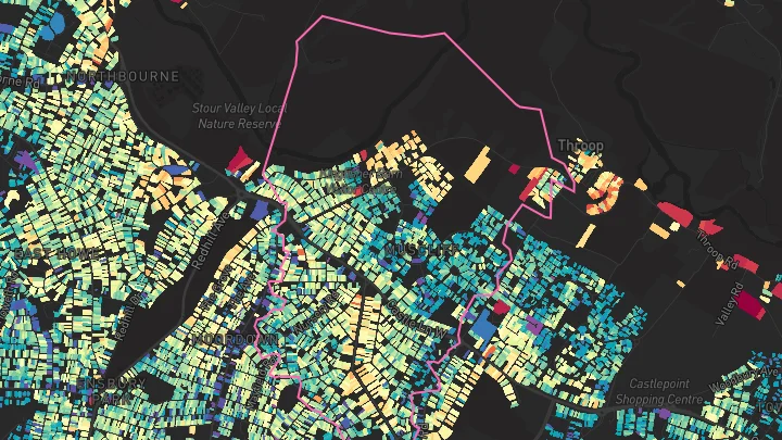 House price heatmap showing property values across Bournemouth