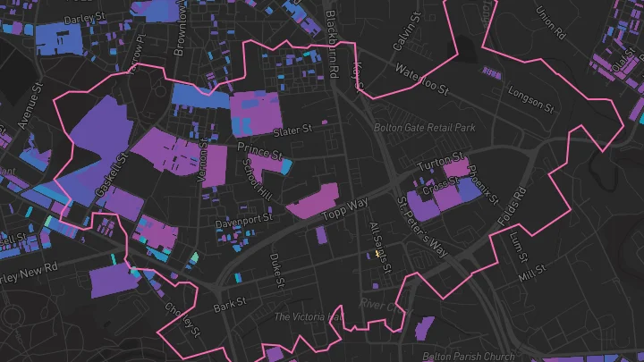 House price heatmap showing property values across Bolton