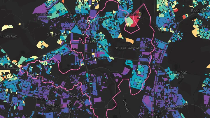 House price heatmap showing property values across Bolton