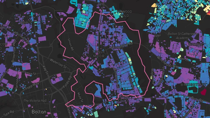 House price heatmap showing property values across Bolton