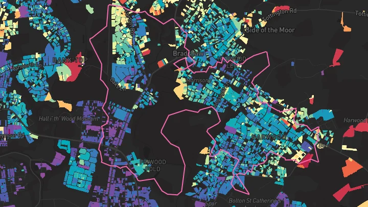 House price heatmap showing property values across Bolton