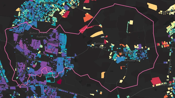 House price heatmap showing property values across Bolton