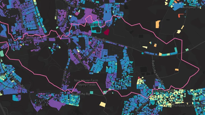 House price heatmap showing property values across Bolton