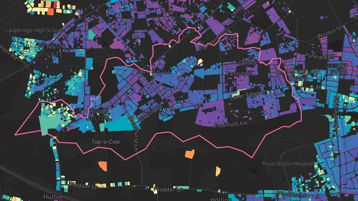 House price heatmap showing property values across Bolton