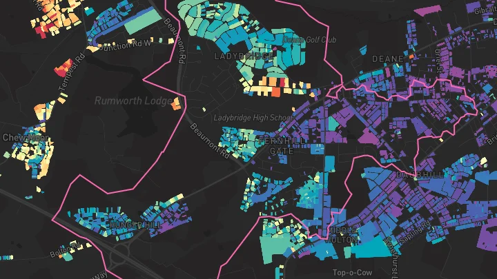 House price heatmap showing property values across Bolton