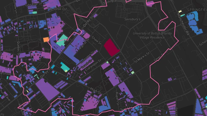 House price heatmap showing property values across Bolton