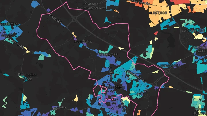 House price heatmap showing property values across Westhoughton