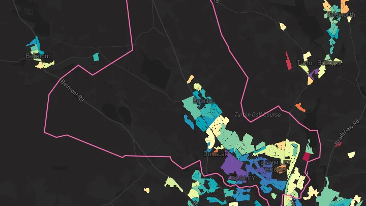 House price heatmap showing property values across Bromley Cross