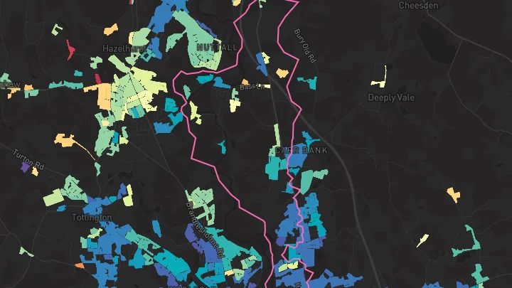 House price heatmap showing property values across Bury