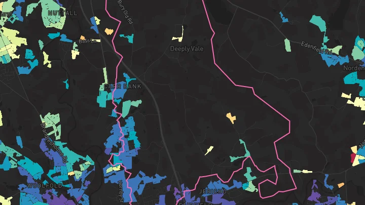 House price heatmap showing property values across Bury