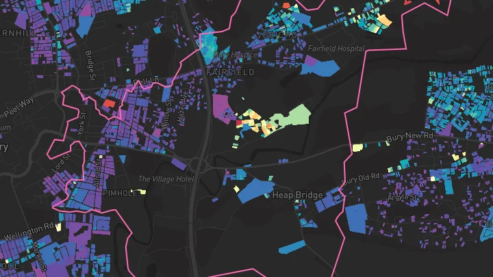 House price heatmap showing property values across Bury