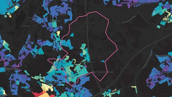 House price heatmap showing property values across Bury