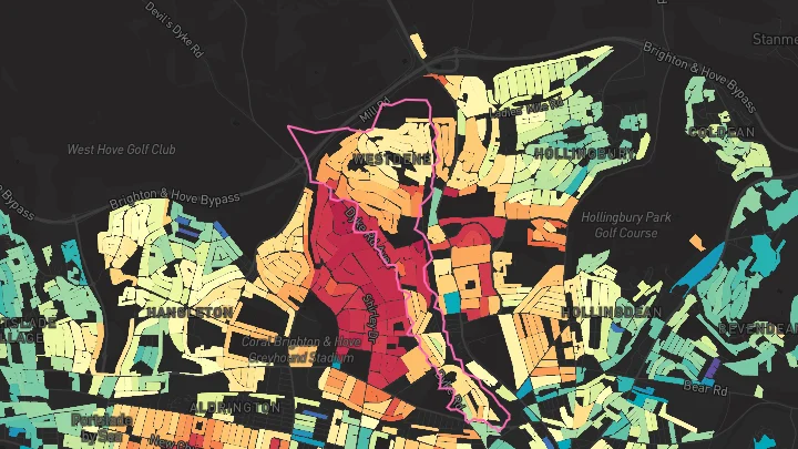 House price heatmap showing property values across Brighton