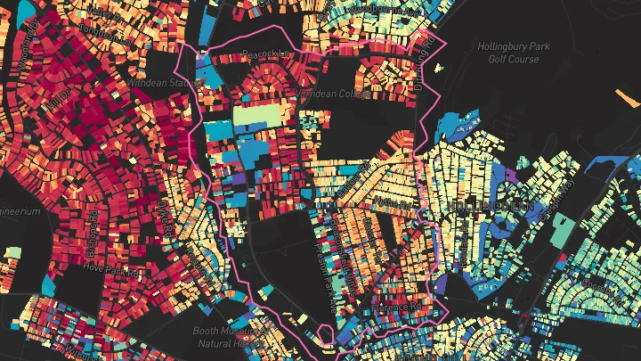 House price heatmap showing property values across Brighton