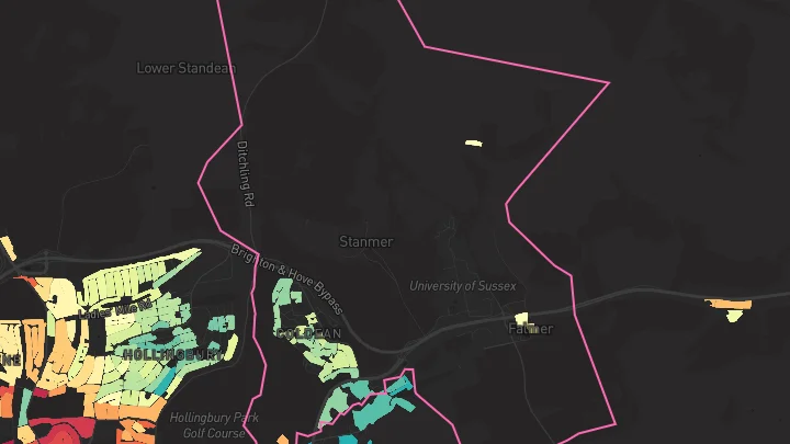 House price heatmap showing property values across Brighton