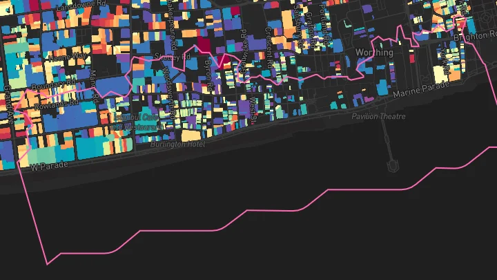 House price heatmap showing property values across Worthing