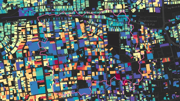 House price heatmap showing property values across Worthing