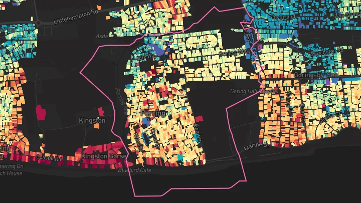 House price heatmap showing property values across Ferring