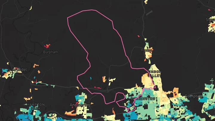 House price heatmap showing property values across Worthing