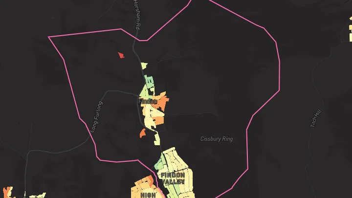 House price heatmap showing property values across Findon