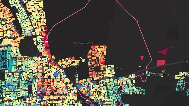 House price heatmap showing property values across Worthing