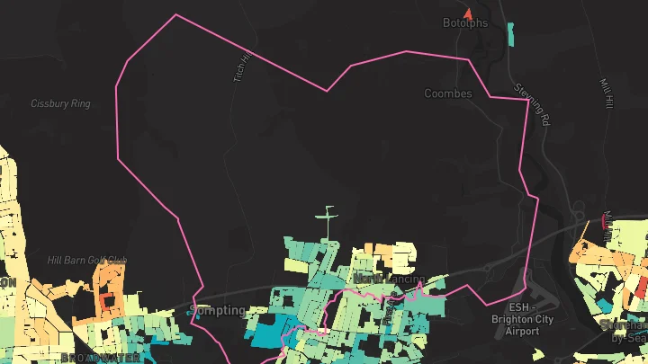 House price heatmap showing property values across Sompting