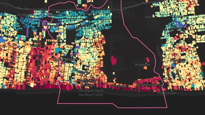 House price heatmap showing property values across East Preston