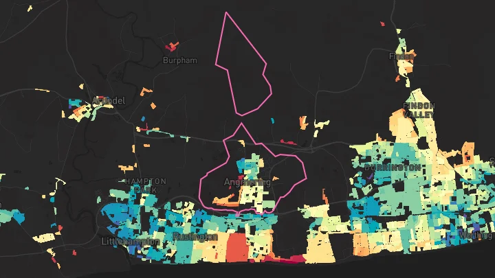 House price heatmap showing property values across Angmering