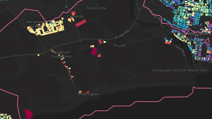 House price heatmap showing property values across Littlehampton